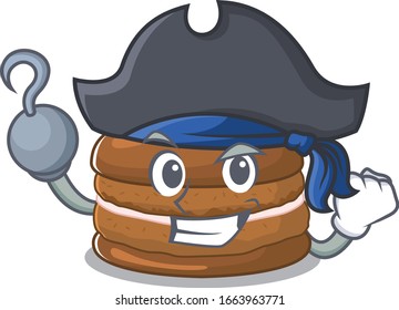 Cute chocolate macaron mascot design with a hat