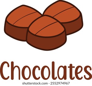 Cute Chocolates vector cartoon illustration for  Valentine's Day