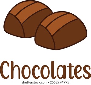Cute Chocolates vector cartoon illustration for  Valentine's Day