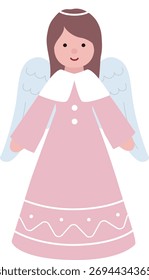 Cute Christmas angel.
Flat vector illustration.
Transparent background.