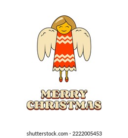 Cute Christmas Angel in Red Dress with Ornament