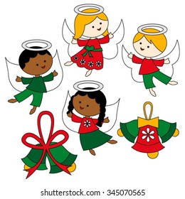 Cute Christmas angel vector.