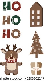 Cute Christmas Animal cards Vector illustration