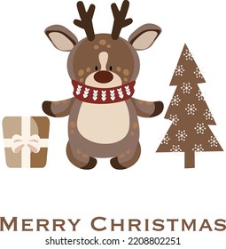 Cute Christmas Animal cards Vector illustration