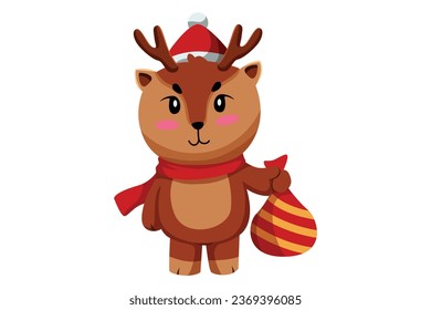 Cute Christmas Animal Character Illustration