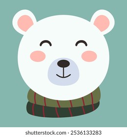 Cute Christmas Animal Characters in Winter Outfits with Festive Accessories. Flat illustration