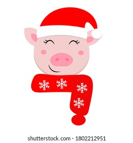 cute christmas animal in santa hat vector illustration