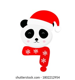 cute christmas animal in santa hat vector illustration