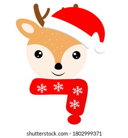 cute christmas animal in santa hat vector illustration	