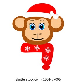 cute christmas animal in santa hat vector illustration	