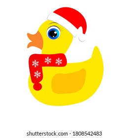 cute christmas animal in santa hat cartoon, character vector illustration	