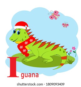 cute christmas animal in santa hat cartoon, character vector illustration	