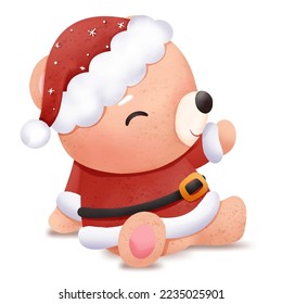 Cute christmas baby bear illustration