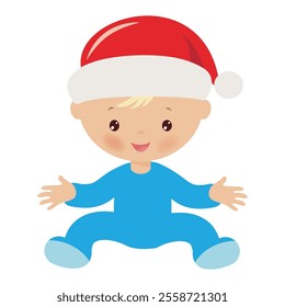 Cute  Christmas baby boy  vector cartoon illustration
