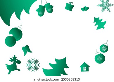 Cute Christmas background for holiday decoration. Balls, snowflakes, Christmas attributes. Vector.