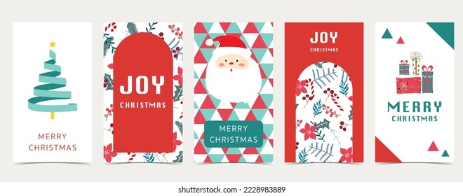 Cute christmas background for social media with tree,santa claus