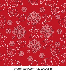 Cute Christmas background for wallpaper, gift paper, pattern fills, textile, greetings cards.
