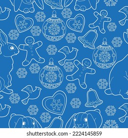 Cute Christmas background for wallpaper, gift paper, pattern fills, textile, greetings cards.
