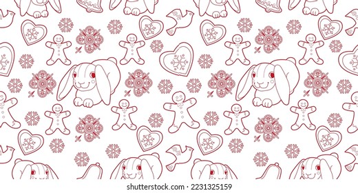 Cute Christmas background for wallpaper, gift paper, pattern fills, textile, greetings cards.
