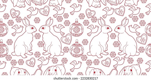 Cute Christmas background for wallpaper, gift paper, pattern fills, textile, greetings cards.