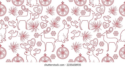 Cute Christmas background for wallpaper, gift paper, pattern fills, textile, greetings cards.

