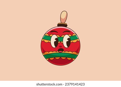 Cute Christmas Ball Character Design Illustration