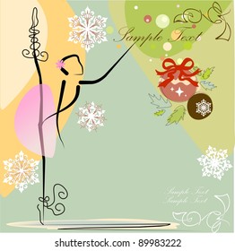 Cute Christmas ballet dancer . All objects are separate groups