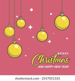 Cute Christmas Balls Cartoon Vector Icon Illustration. Christmas Balls Icon Consept Isolated Premium Vector. Flat Cartoon Style. New Year Bauble. Vector Xmas Tree Decoration. Happy New Year.