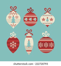 cute christmas balls set. vector illustration