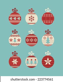 cute christmas balls set. vector illustration