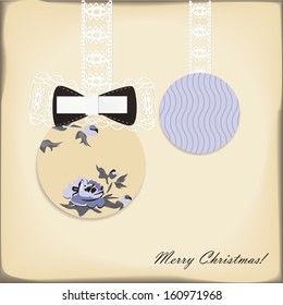 Cute christmas balls with tender bow