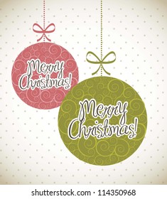 cute christmas balls, vintage style. vector illustration