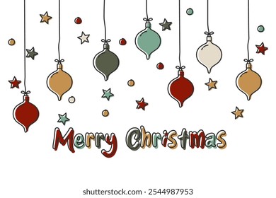 Cute Christmas Banner Background Cartoon Retro Theme.