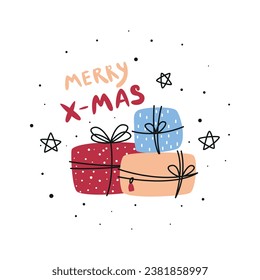 banner adorable de navidad con cajas de regalo, banner listo para navidad, regalo, feliz navidad