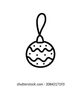 Cute Christmas bauble isolated on white background. Vector hand-drawn illustration in doodle style. Perfect for cards, logo, invitations, decorations, holiday designs.