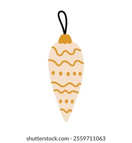 Cute Christmas bauble isolated on a white background. Vector hand-drawn illustration in flat style. Perfect for holiday and season designs, cards, decorations. 