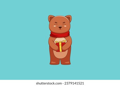 Cute Christmas Bear Character Design Illustration