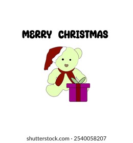 Cute Christmas Bear Character Vector Illustration. Adorable vector illustration featuring a charming Christmas character, perfect for spreading holiday cheer. 