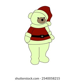 Cute Christmas Bear Character Vector Illustration. Adorable vector illustration featuring a charming Christmas character, perfect for spreading holiday cheer. 