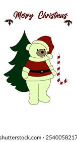 Cute Christmas Bear Character Vector Illustration. Adorable vector illustration featuring a charming Christmas character, perfect for spreading holiday cheer. 