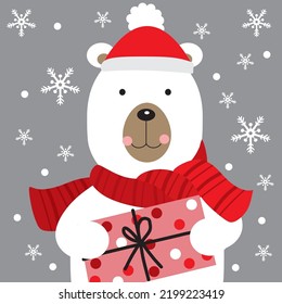 Cute Christmas Bär und Geschenk
