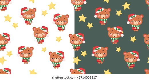 Netter Weihnachtsbär, nahtloses Muster, zwei Farbverläufe