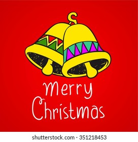 Cute Christmas bell doodle art or greeting card