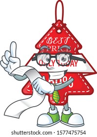 Cute christmas best price tag cartoon character with menu ready to serve