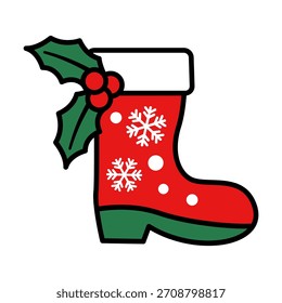 Cute Christmas boots made in simple colored style, perfect for holiday characters and seasonal graphics.