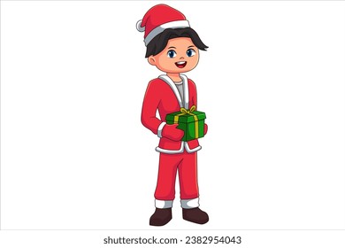 Cute Christmas Boy Cartoon Character Design