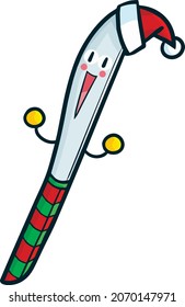 Cute christmas bread knife cartoon illustration