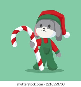 Cute Christmas Bunny Character Design Illustration