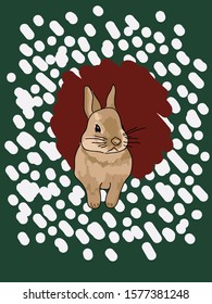 Cute Christmas Bunny Design with Snow Dots on Green