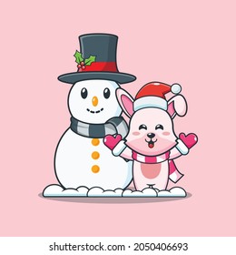 Cute christmas bunny rabbit cartoon vector illustration